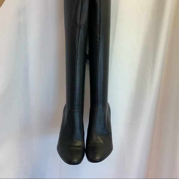 ALDO black faux leather stretchy over the knee high heel boots size 7.5 - Picture 4 of 15